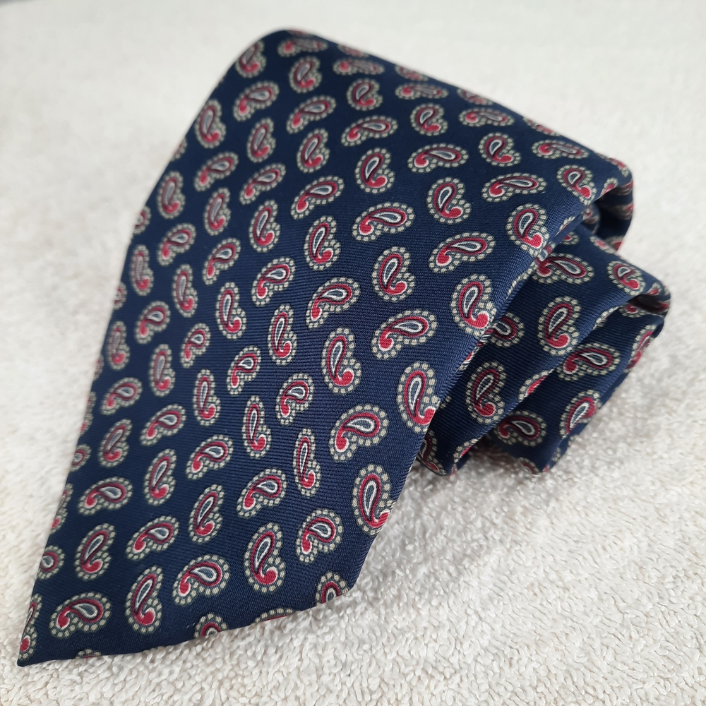 Jos A Bank Executive Collection Navy Paisley Silk Men's Tie Hand Sewn USA